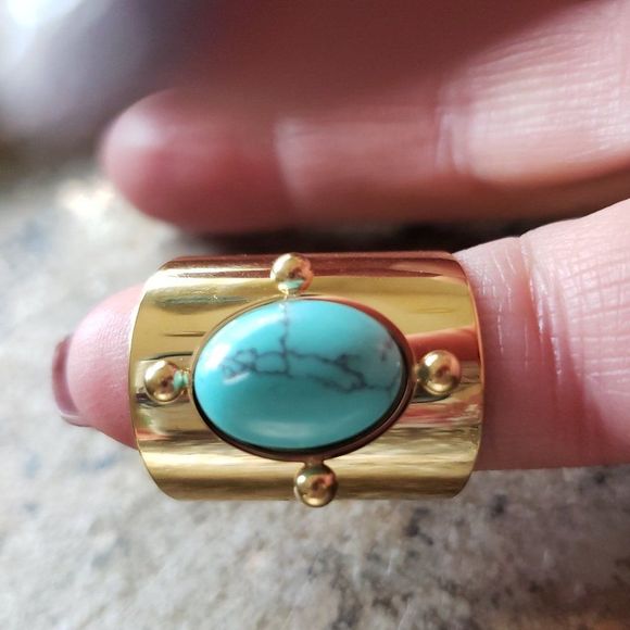 New! FP Starline Mojave Gold Turquoise Ring - Picture 6 of 15